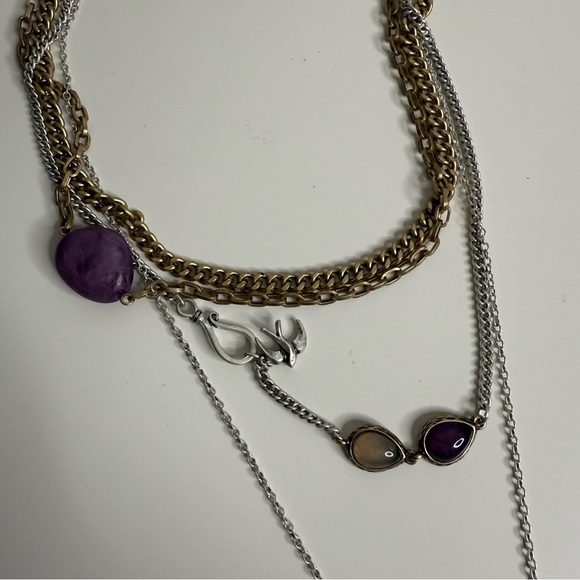 Free People Zella Layered Necklace Gold Silver - NWOT - Picture 4 of 7